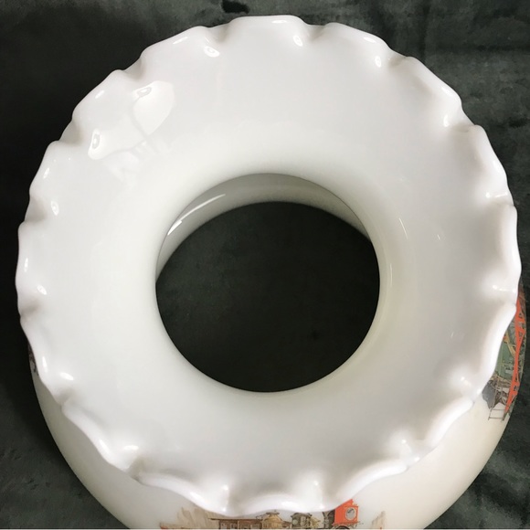 Vintage Lamp Shade Ruffled Milk Glass Train History Scenes 6.75” GWTW - Picture 12 of 16